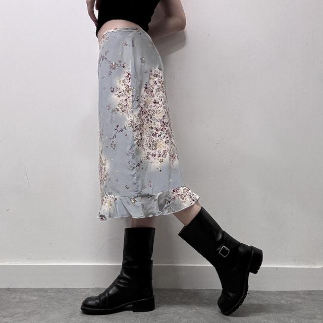 90s bias floral silk skirt