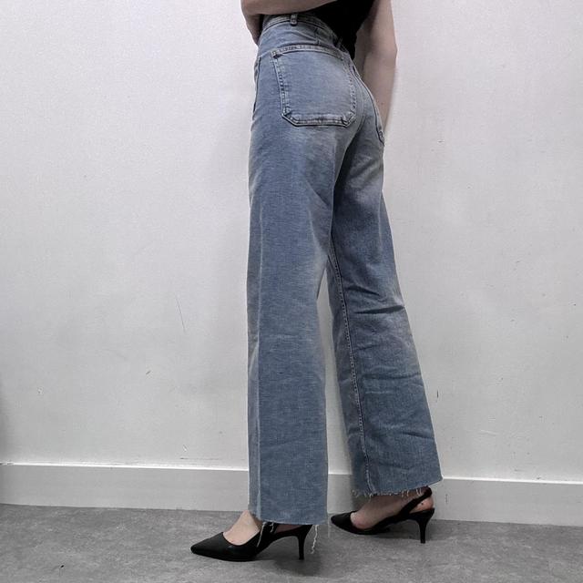 Flared pocket front wide leg zara jeans