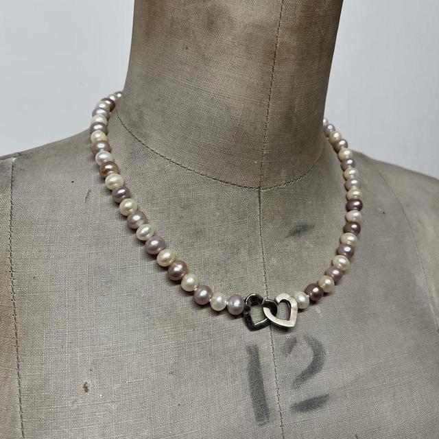 Genuine Pearl heart necklace