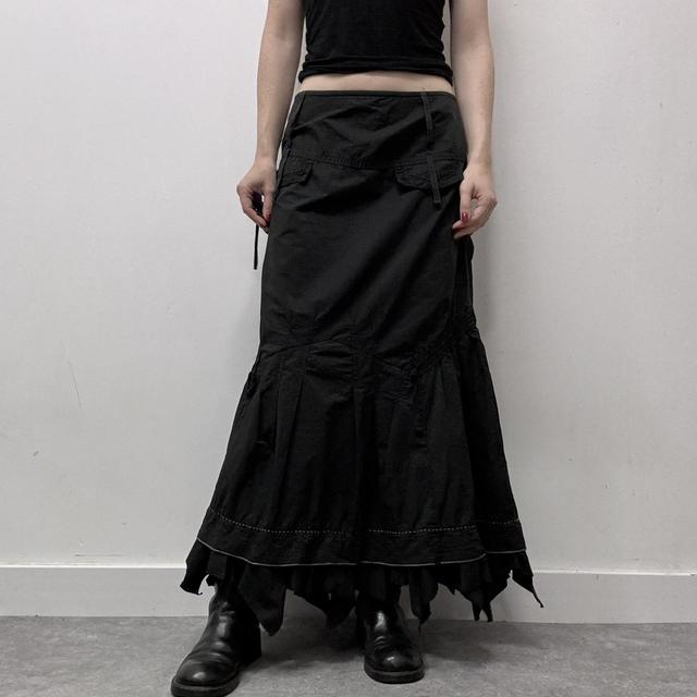 Black grunge cargo maxi skirt