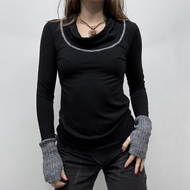 Black Cop Copine drape neck top