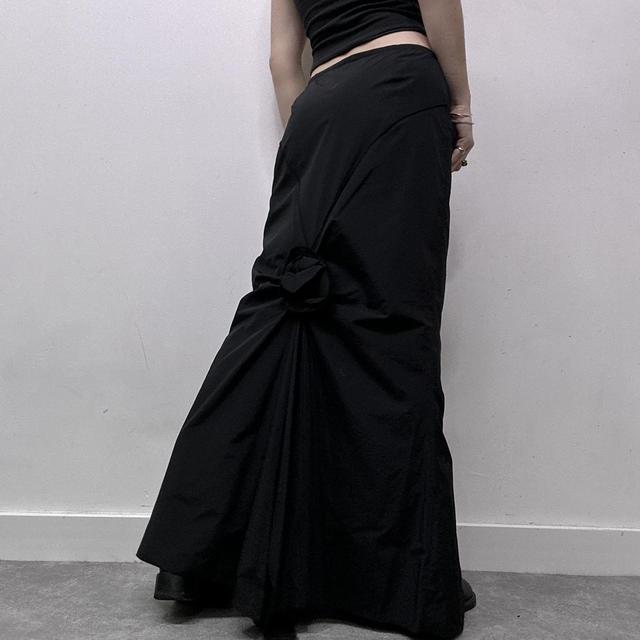 Black draped gothic maxi skirt