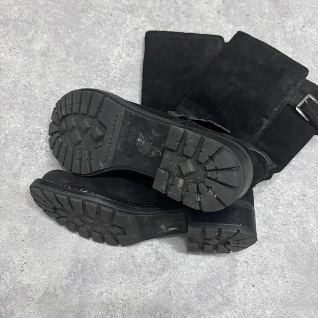 Black suede campus biker boots