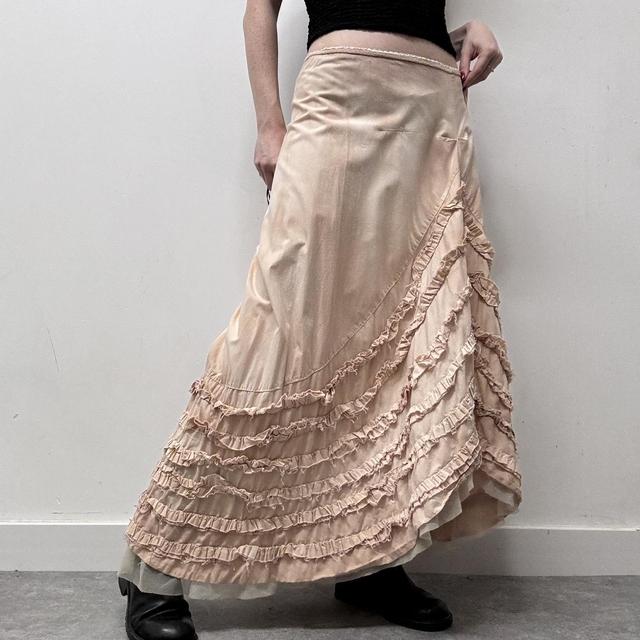 Distressed ruffle fairy maxi skirt