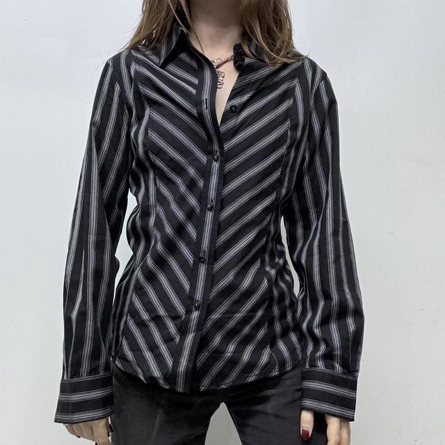 Office pinstripe flared grunge shirt