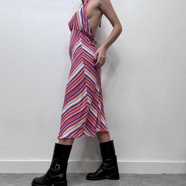 Pinstripe pink y2k halter dress