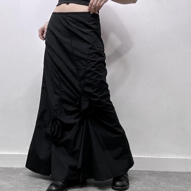 Black draped gothic maxi skirt