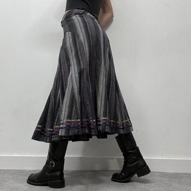 Flared pinstripe midi skirt