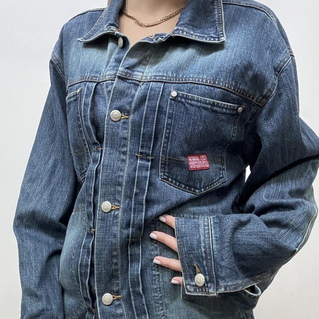 Oversized distressed denim jacket