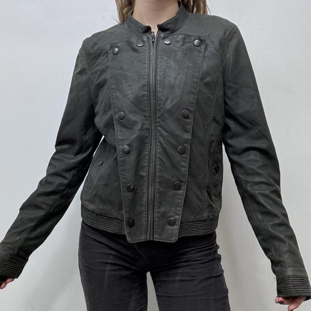 Leather grunge steampunk jacket