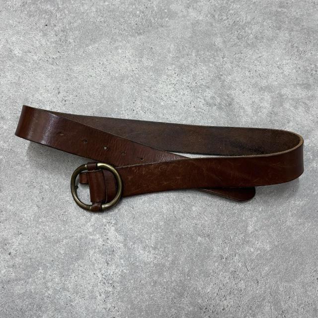 Chunky brown leather belt