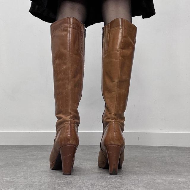 Tan leather campus boots