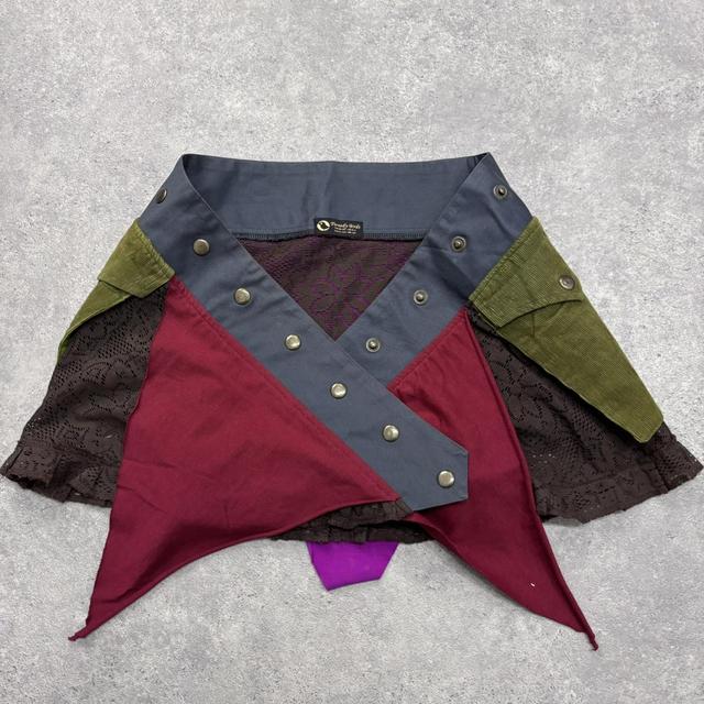 Lace wrap cargo popper mini skirt