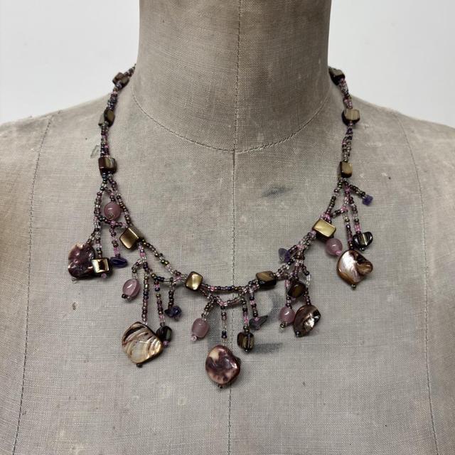 Draped gemstone pearl fairy necklace