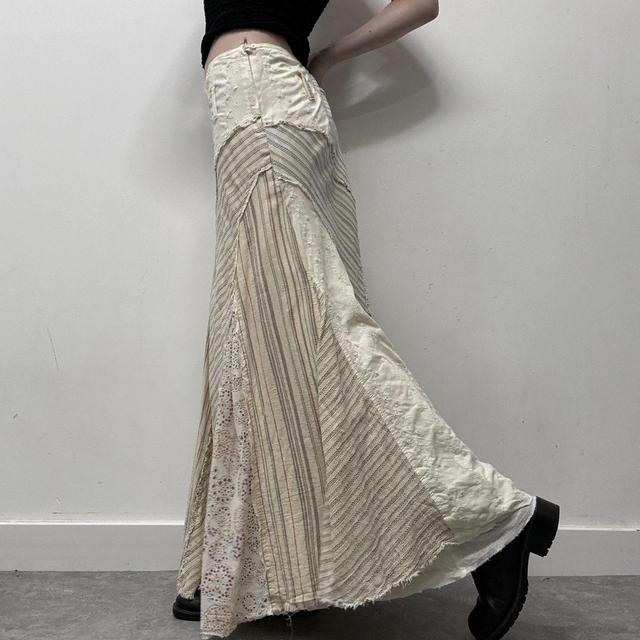 Pinstripe layered distressed maxi skirt