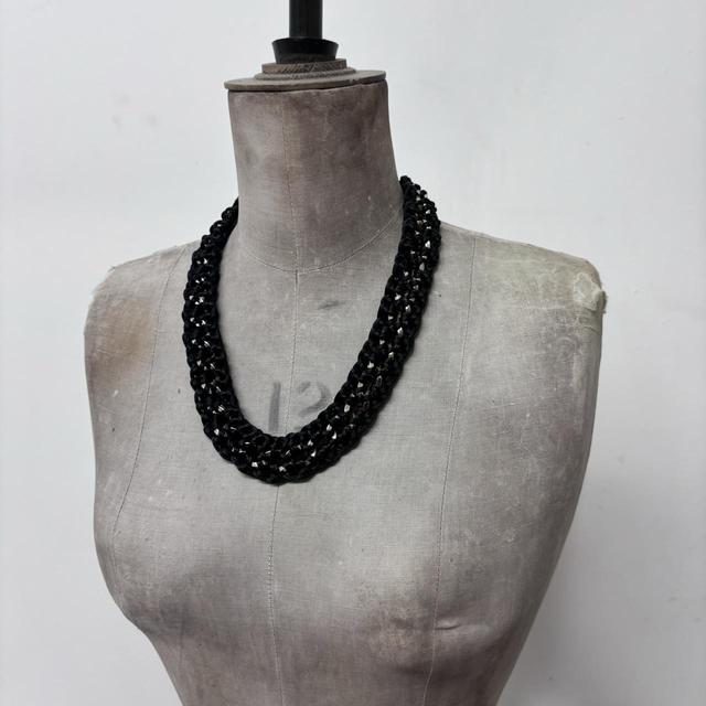 Black woven rope chain necklace