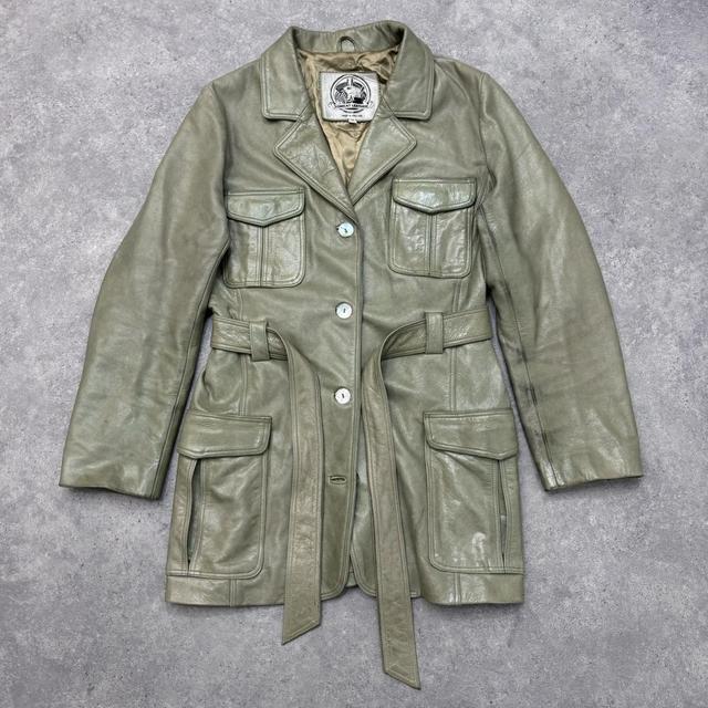 Green leather blazer jacket