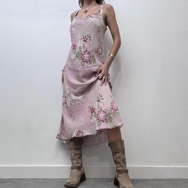 Pink floral printed maxi dress