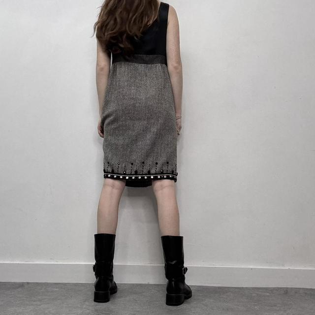 Tweed office-core embellished midi dress