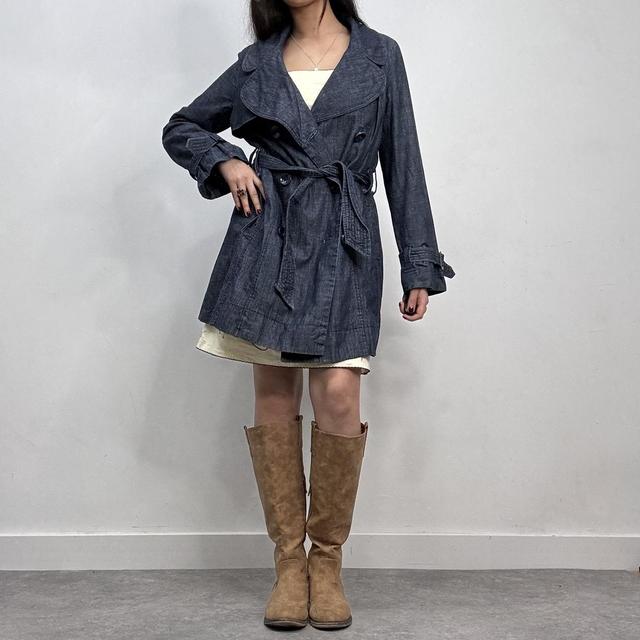 Denim cropped trench coat mac