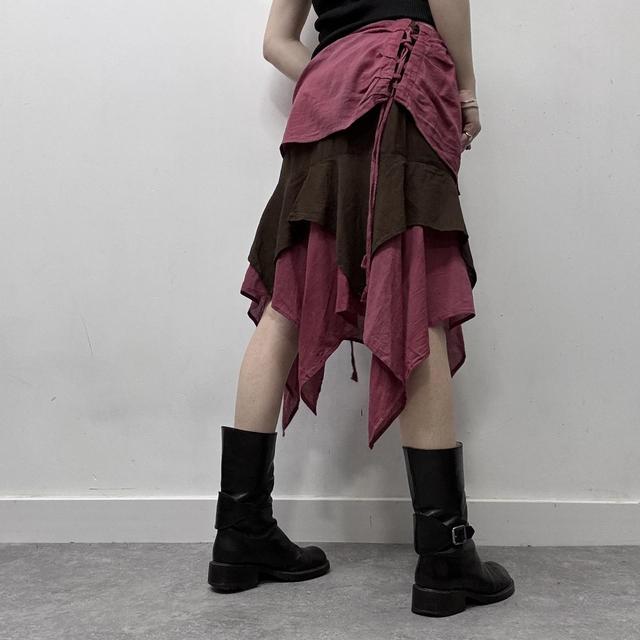 Pink asymmetric corset layered skirt