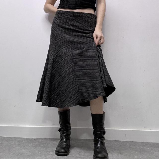 Pinstripe diagonal midi skirt