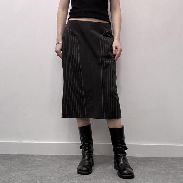 Grey pinstripe office skirt