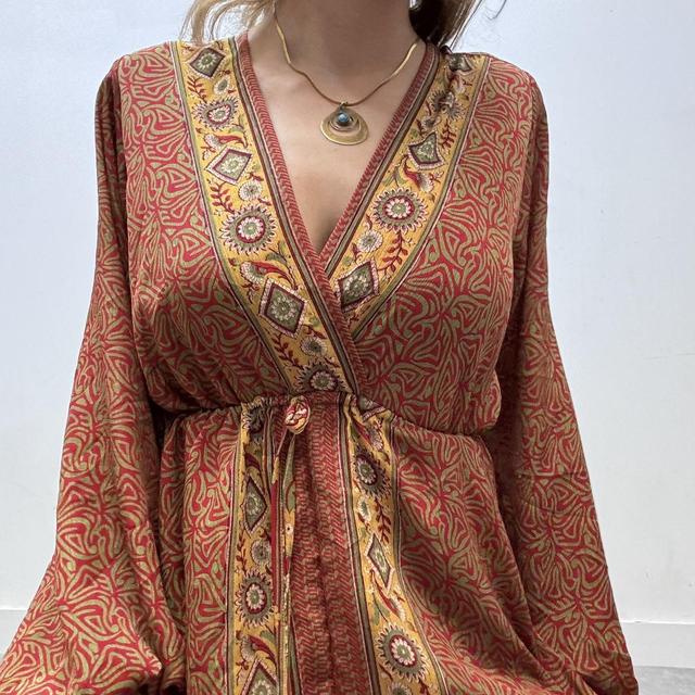 Draped floaty oversized printed maxi dress