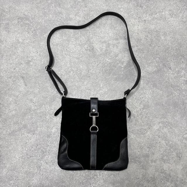 Black leather crossbody bag