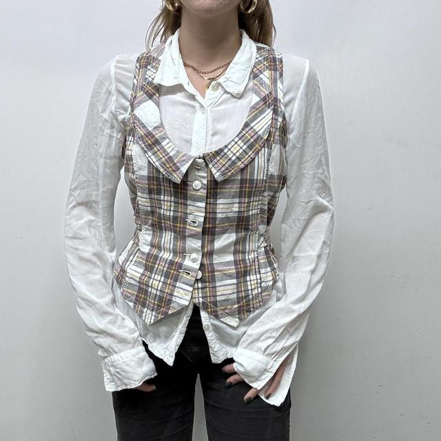 Fitted checked waistcoat vest