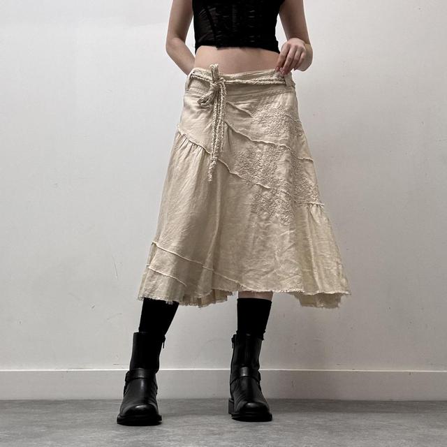 Lace linen distressed skirt