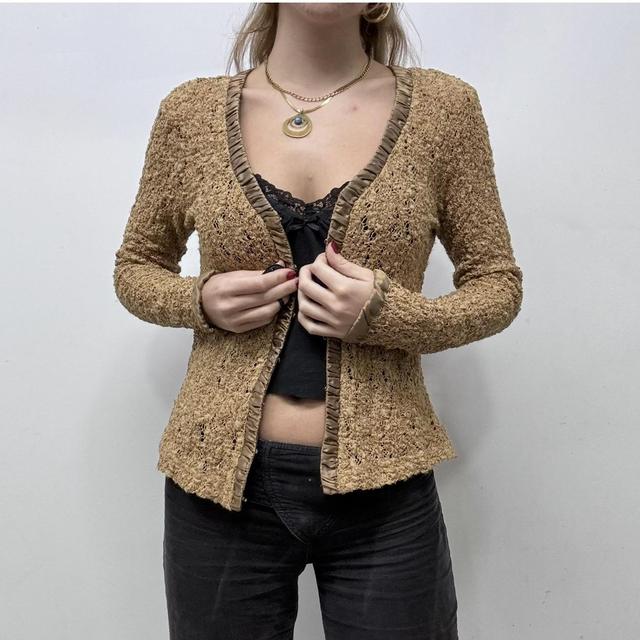 Lace brown crochet cardigan