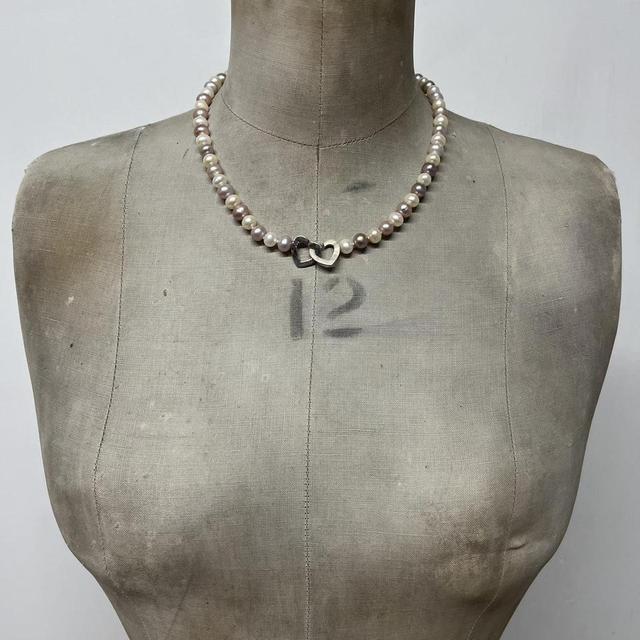Genuine Pearl heart necklace