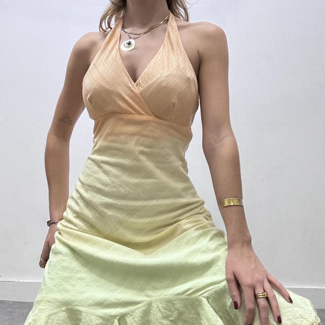 Ombre ruffle halter dress