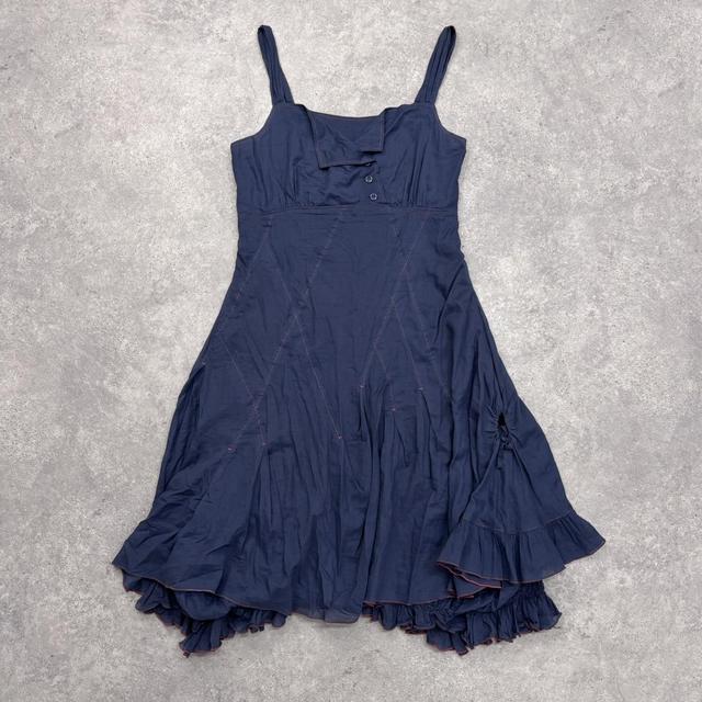 Blue cargo puff ruffle dress