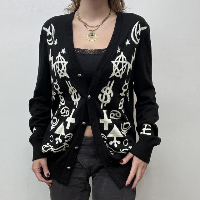 Graphic symbols black cardigan