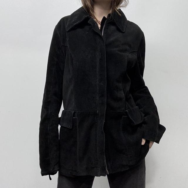 Black suede leather blazer