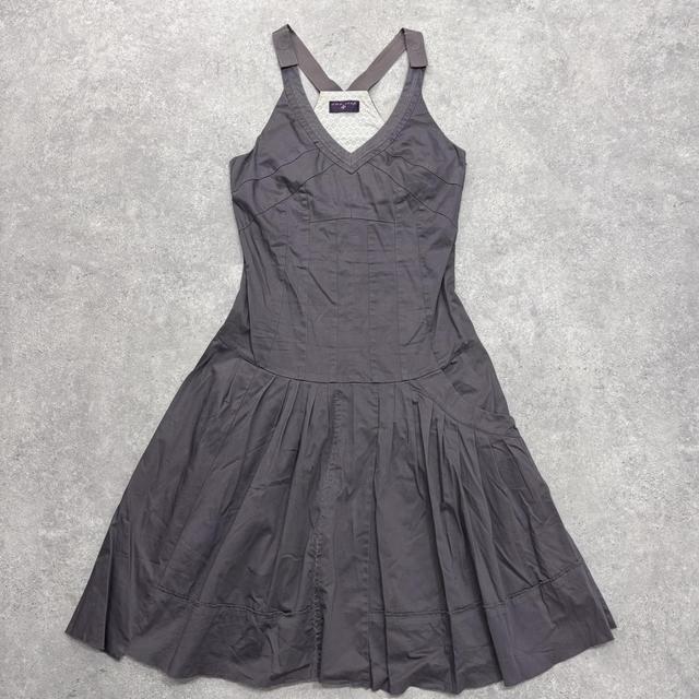 Grey cotton flared midi dress