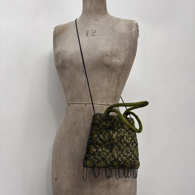 Khaki green velvet mini bag