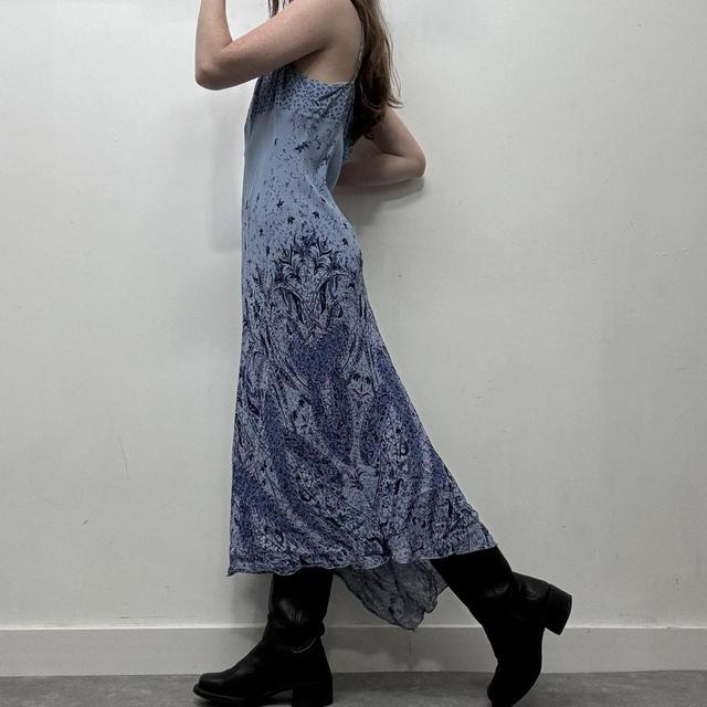 Blue floral 90s bias dress