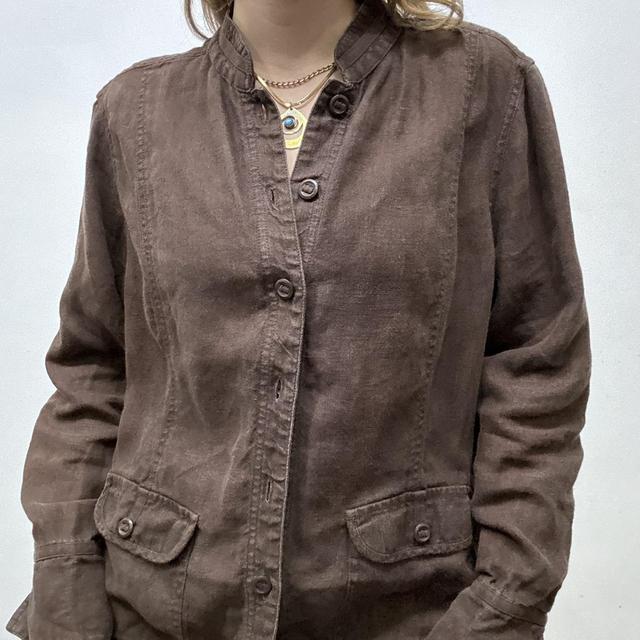 Oversized brown linen slouchy jacket