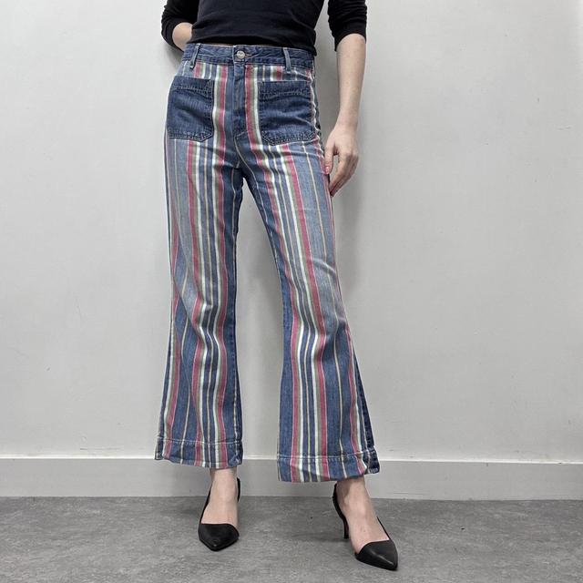 Pinstriped flared wrangler western jeans