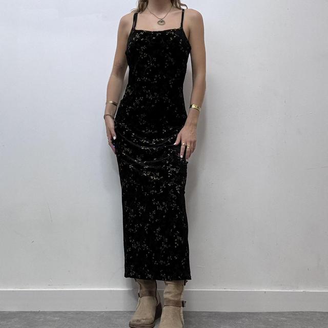 Black floral aline maxi dress