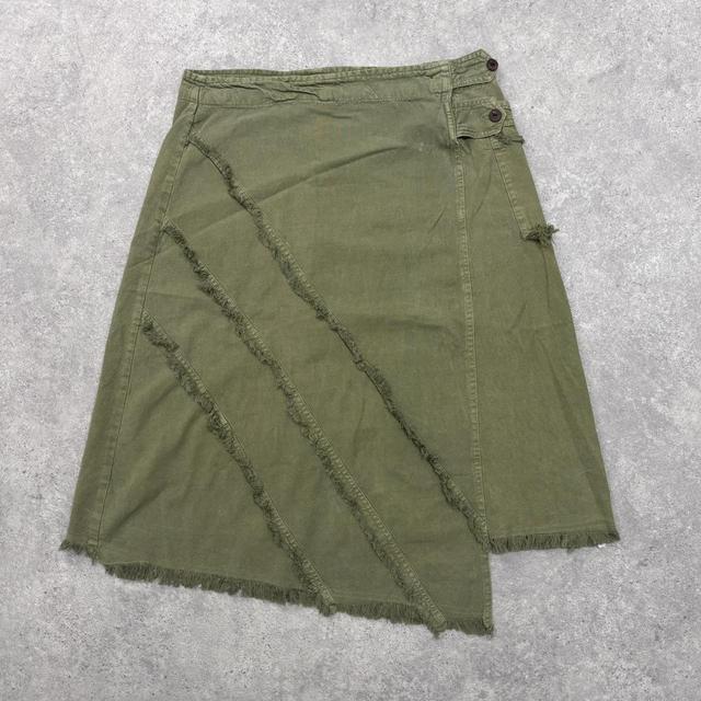 Asymmetric flared midi green fairy skirt