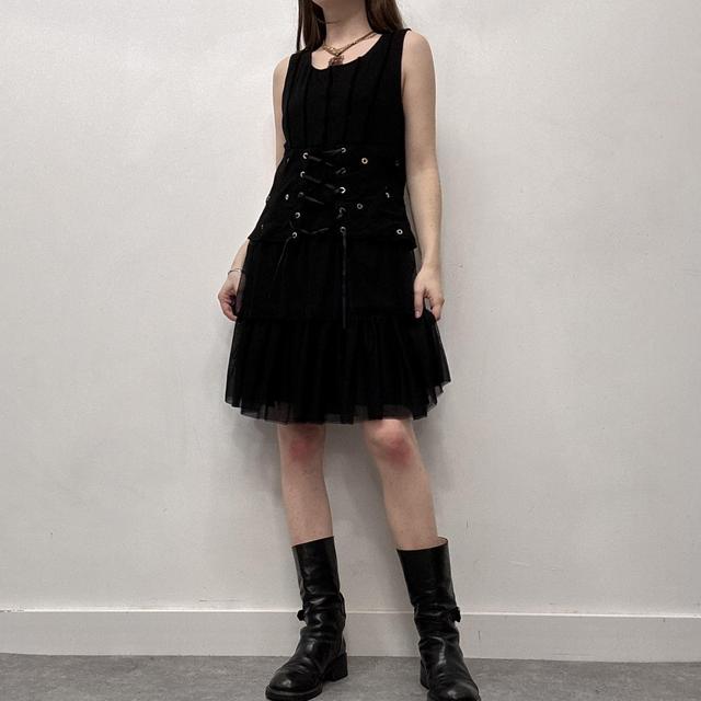 Black corset grunge eyelet dress