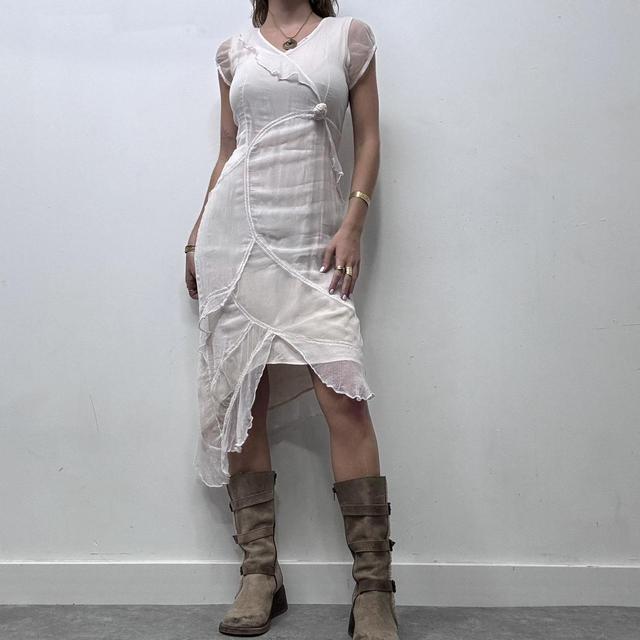 Sheer cream layered silk fairy dress