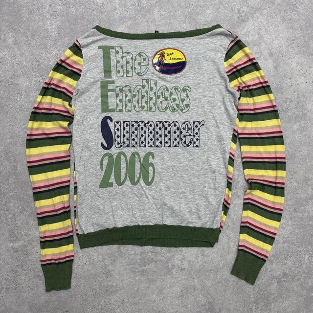 Vintage slouchy rainbow striped graphic cardigan