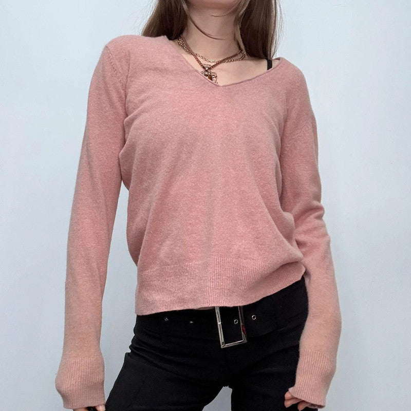 slouchy pink wool knitted jumper