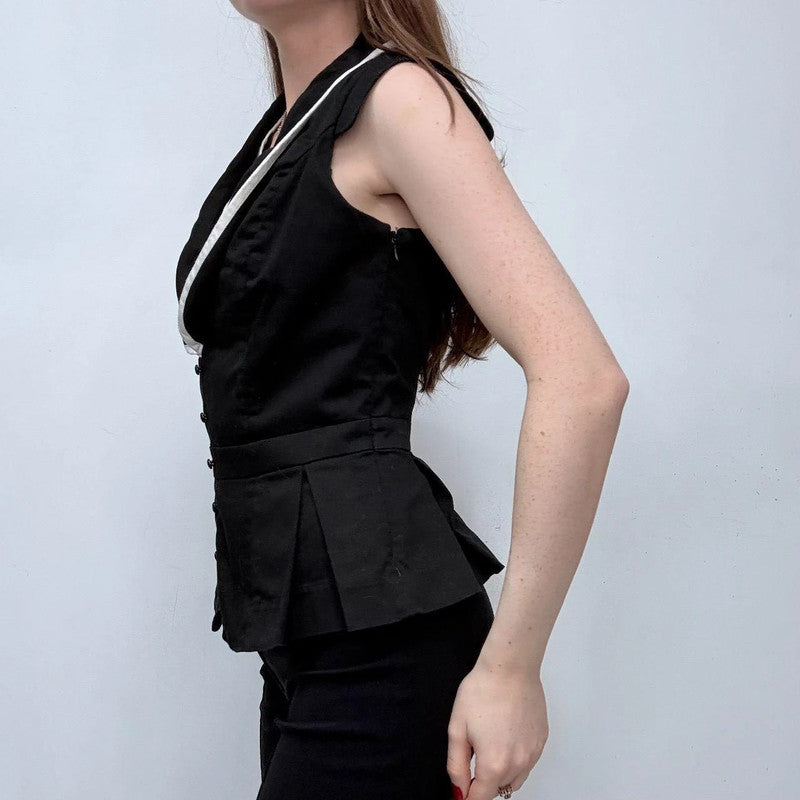 fitted black double waistcoat