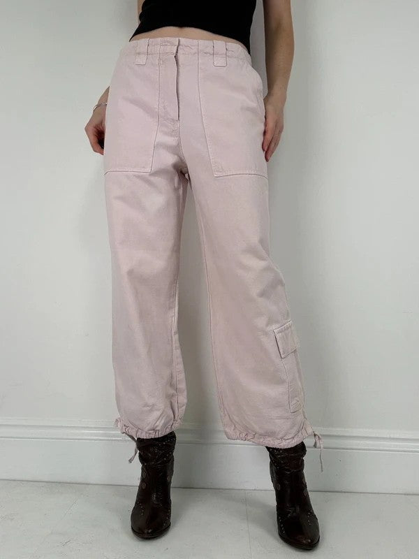 pink wide leg cropped capri pants